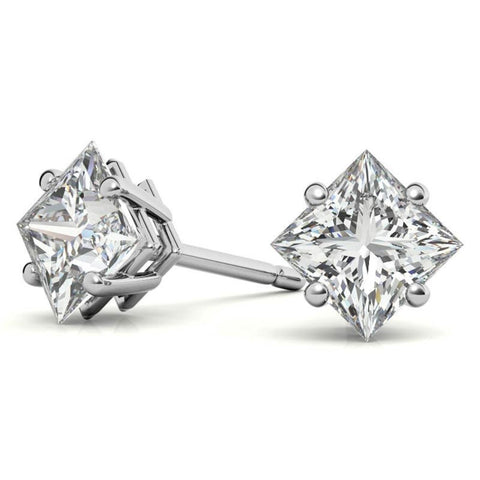 Fine Jewelry Princess Cut Moissanite Stud Earrings