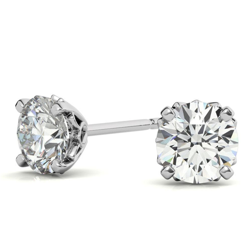 Delicate Moissanite Round Cut Stud Earrings