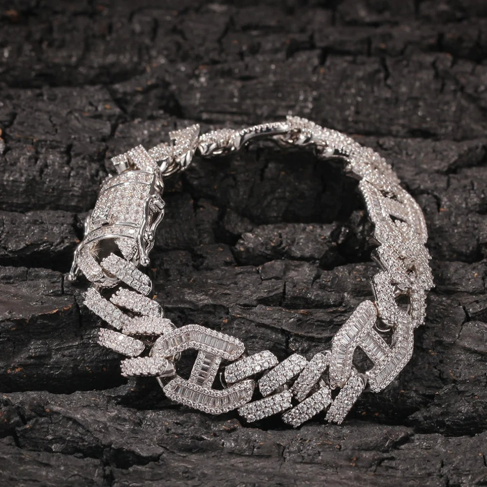 Luxury Hip Hop Moissanite Baguette Cuban Link Bracelet