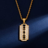 Hip Hop Razor Blade Moissanite Pendants Necklaces