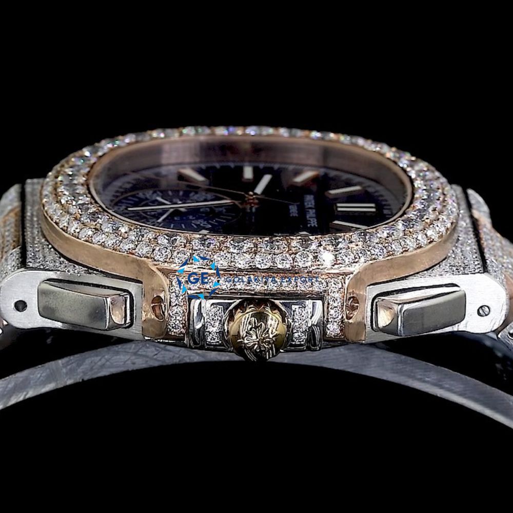Blue Fully Iced Out Moissanite Hip Hop Stylish Watch For Men's