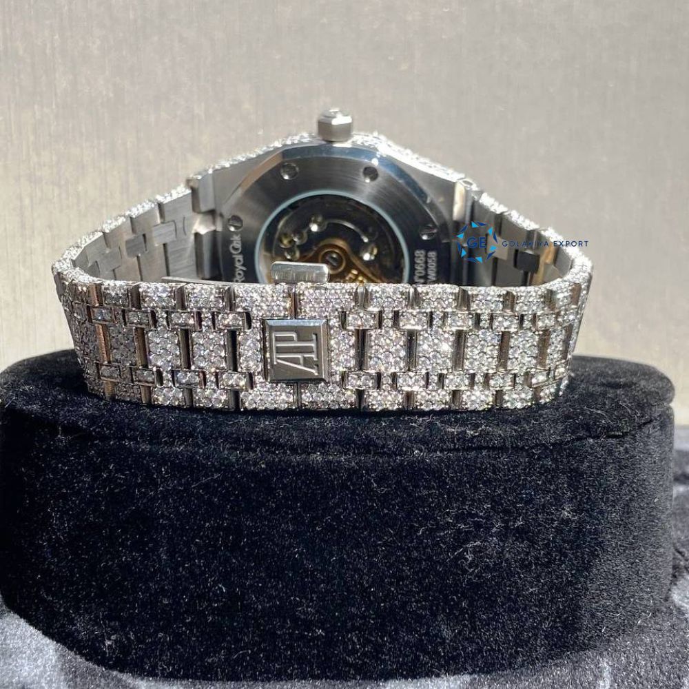 Iced Out Blue Arabic Numeric Moissanite Watch