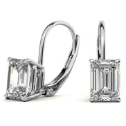 Moissanite Emerald Cut Dainty Wear Hoop Earrings