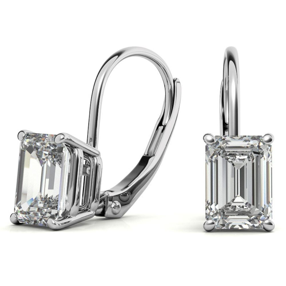 Moissanite Emerald Cut Dainty Wear Hoop Earrings