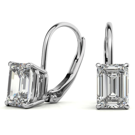 Moissanite Emerald Cut Dainty Wear Hoop Earrings