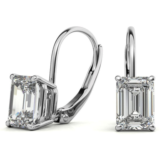 Moissanite Emerald Cut Dainty Wear Hoop Earrings