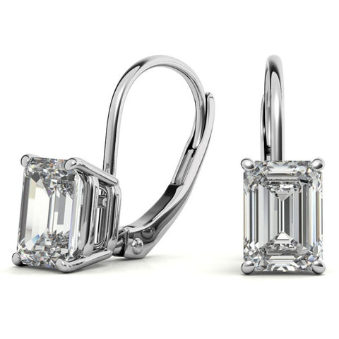Moissanite Emerald Cut Dainty Wear Hoop Earrings