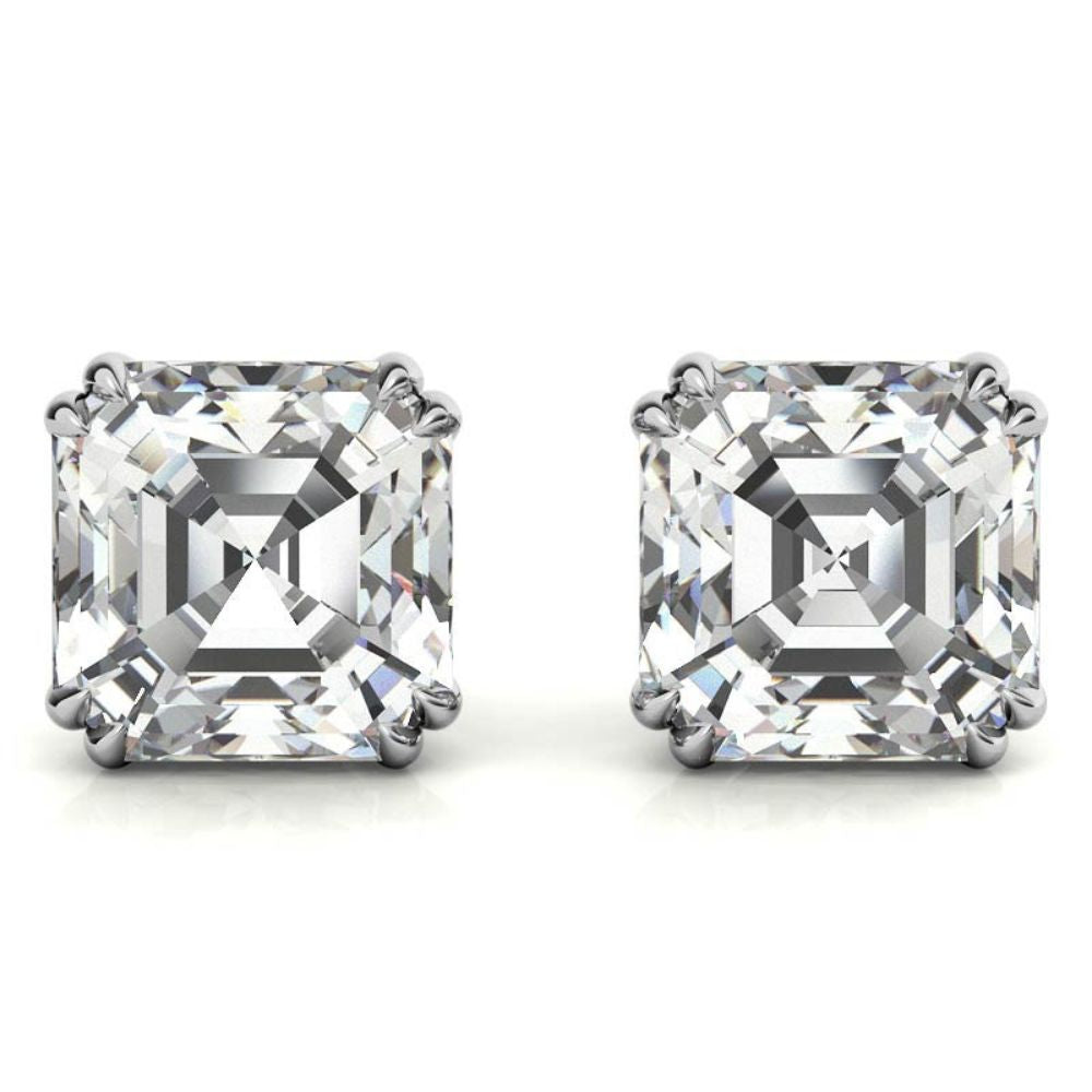 Asscher Cut Moissanite Lightweight Stud Earrings