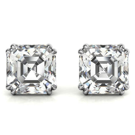 Asscher Cut Moissanite Lightweight Stud Earrings