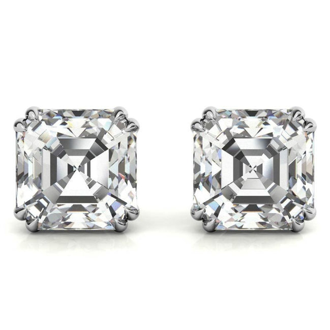 Asscher Cut Moissanite Lightweight Stud Earrings