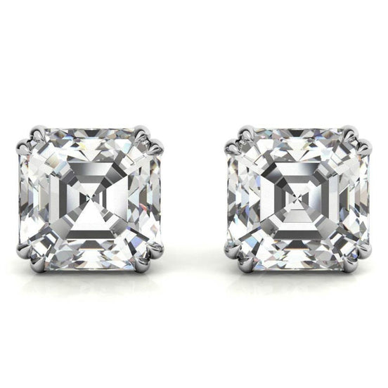 Asscher Cut Moissanite Lightweight Stud Earrings