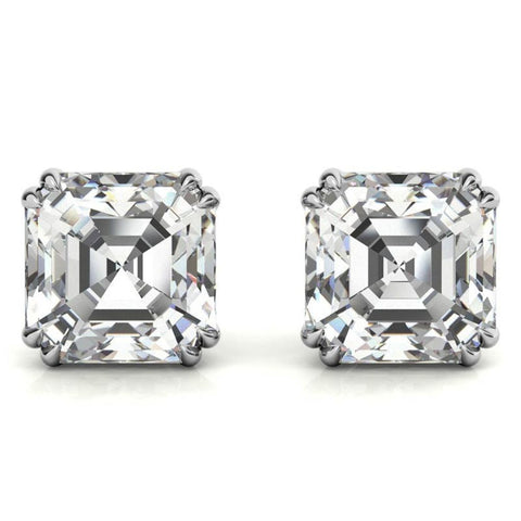 Asscher Cut Moissanite Lightweight Stud Earrings