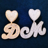 Baguette Cut Moissanite Heart Bail Initial Letter Pendant