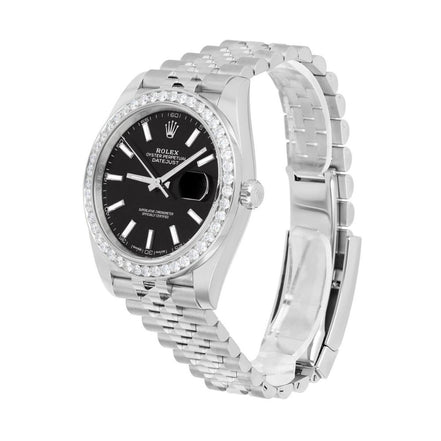 Black Color Dial Stainless Steel Moissanite Watch Gift For men's