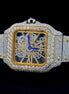 Yellow & White Skeleton Moissanite Automatic Watch