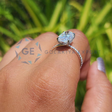14K White Gold Oval Cut Lab Grown Diamond Engagement Ring