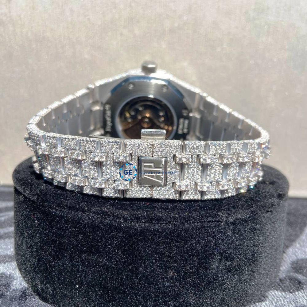 Iced Out Luxury D Color Full White Wrist Watch For Men's