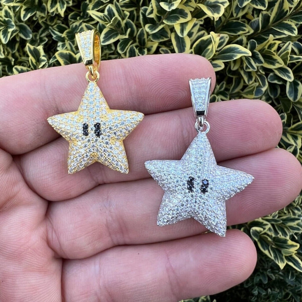Iced Out Moissanite Diamond Star Pendant