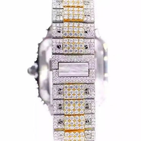 Dual Tone Roman Dial Moissanite Watch For Men's