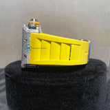 Yellow Rubber Strap Chrono Dial Moissanite Unique Style Watch
