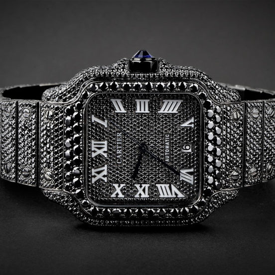 Stylish Black Moissanite Diamond Luxury Hip Hop Watch