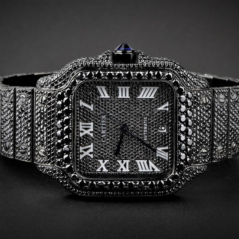 Stylish Black Moissanite Diamond Luxury Hip Hop Watch