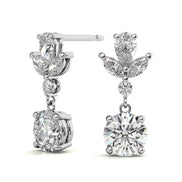 Flower Inspired Moissanite Drop Dangle Earrings