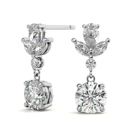Flower Inspired Moissanite Drop Dangle Earrings