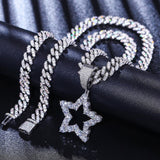 925 Sterling Silver Hollow Star Moissanite Pendant