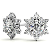 Elegant Moissanite Round Cut Halo Stud Earrings