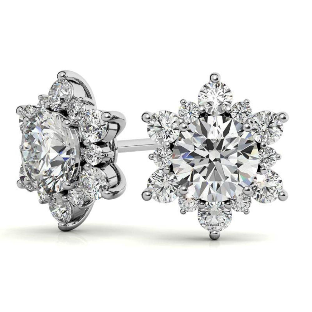 Elegant Moissanite Round Cut Halo Stud Earrings