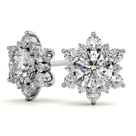 Elegant Moissanite Round Cut Halo Stud Earrings