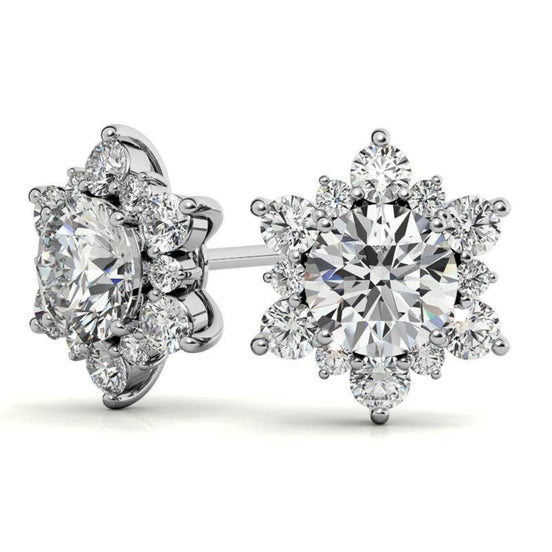 Elegant Moissanite Round Cut Halo Stud Earrings