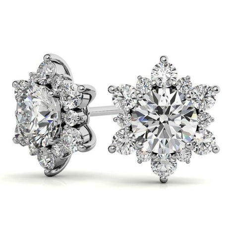 Elegant Moissanite Round Cut Halo Stud Earrings