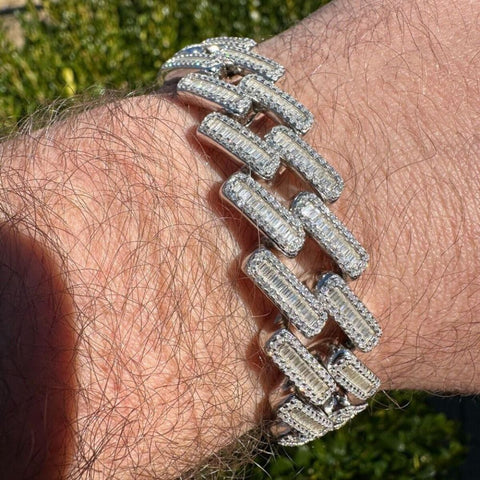 925 Sterling Silver Baguette Moissanite Bracelet