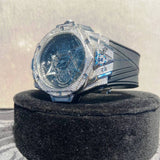 Black Rubber Strap Moissanite Skeleton Luxury Wrist Watch
