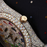 Datejust Rainbow Moissanite Arabic Numerals Stainless Steel Custom Watch