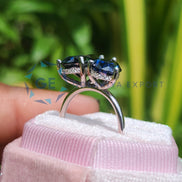 Oval & Pear Cut Blue Stone Lab Diamond Engagement Ring