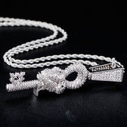 Flooded Ice Wise Owl Key Bling Moissanite Pendant