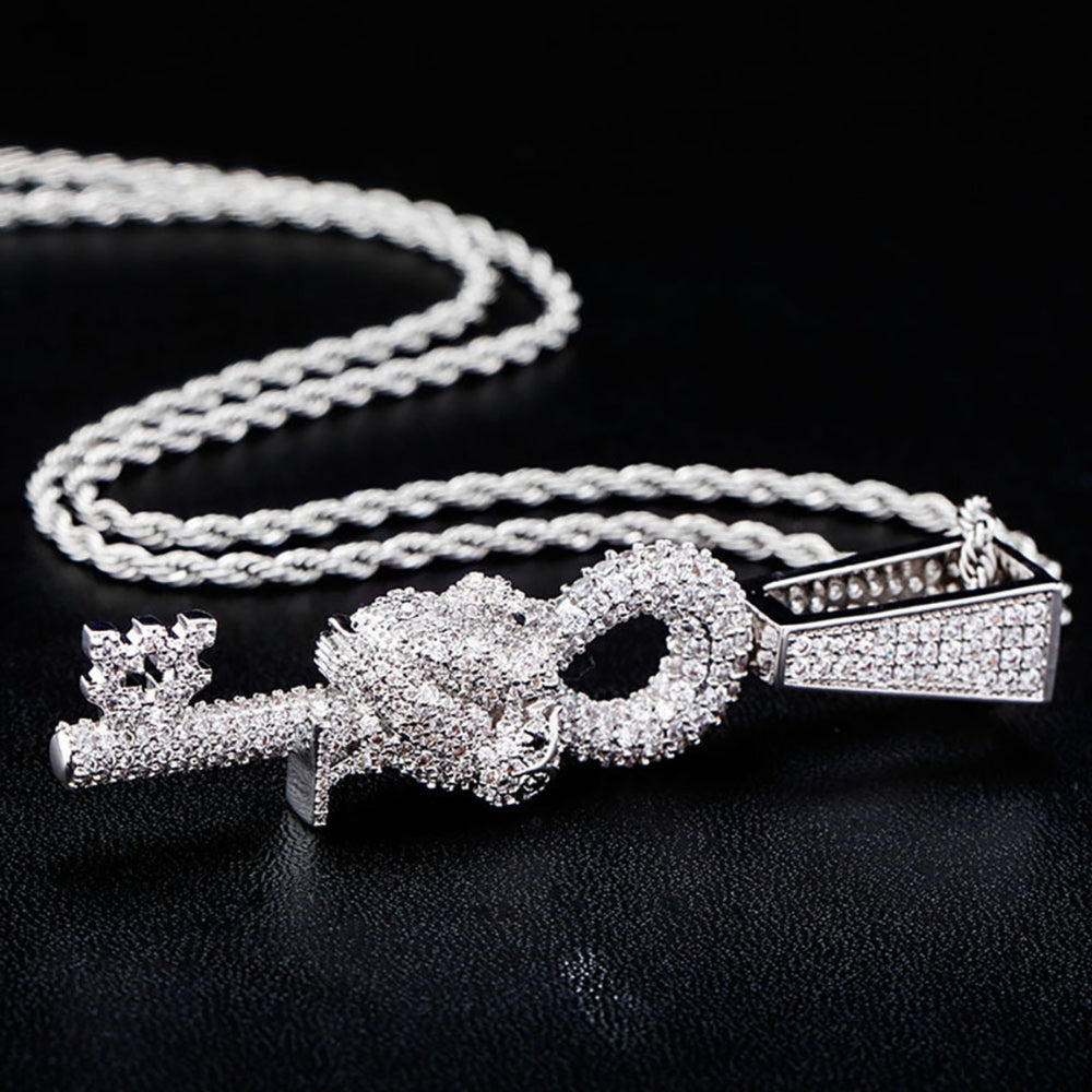 Flooded Ice Wise Owl Key Bling Moissanite Pendant