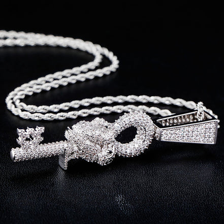 Flooded Ice Wise Owl Key Bling Moissanite Pendant