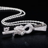 Flooded Ice Wise Owl Key Bling Moissanite Pendant