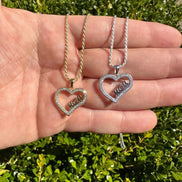 Heart Shaped Mom Latter Moissanite Unisex Pendant