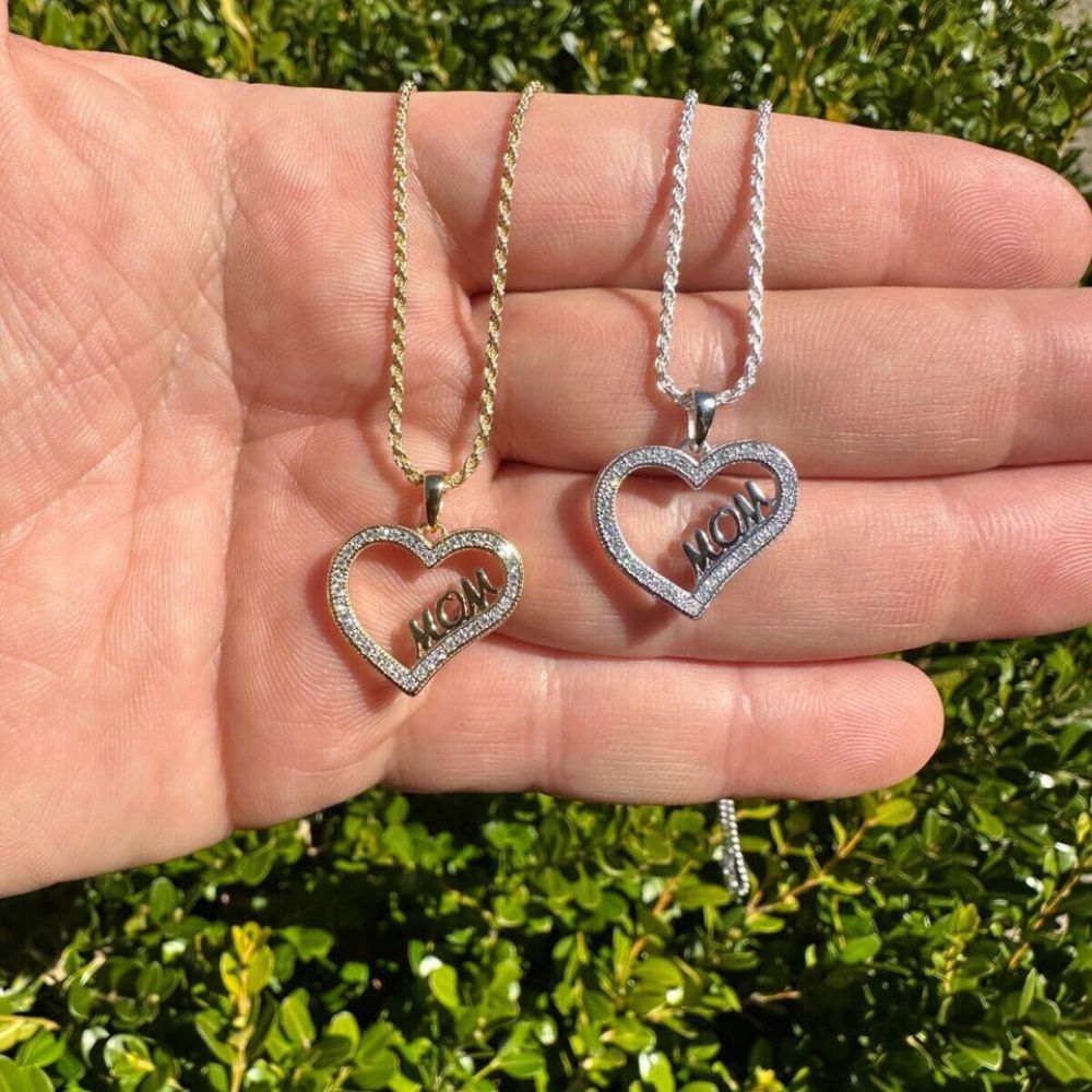 Heart Shaped Mom Latter Moissanite Unisex Pendant