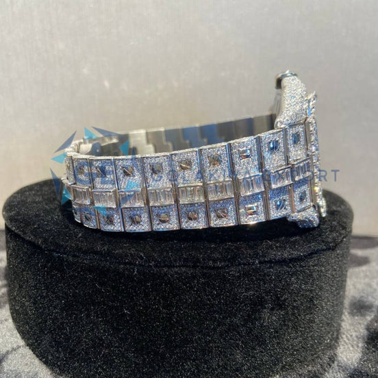Bust Down Roman Numerals Moissanite Wrist Watch