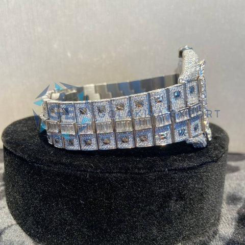 Bust Down Roman Numerals Moissanite Diamond Wrist Watch