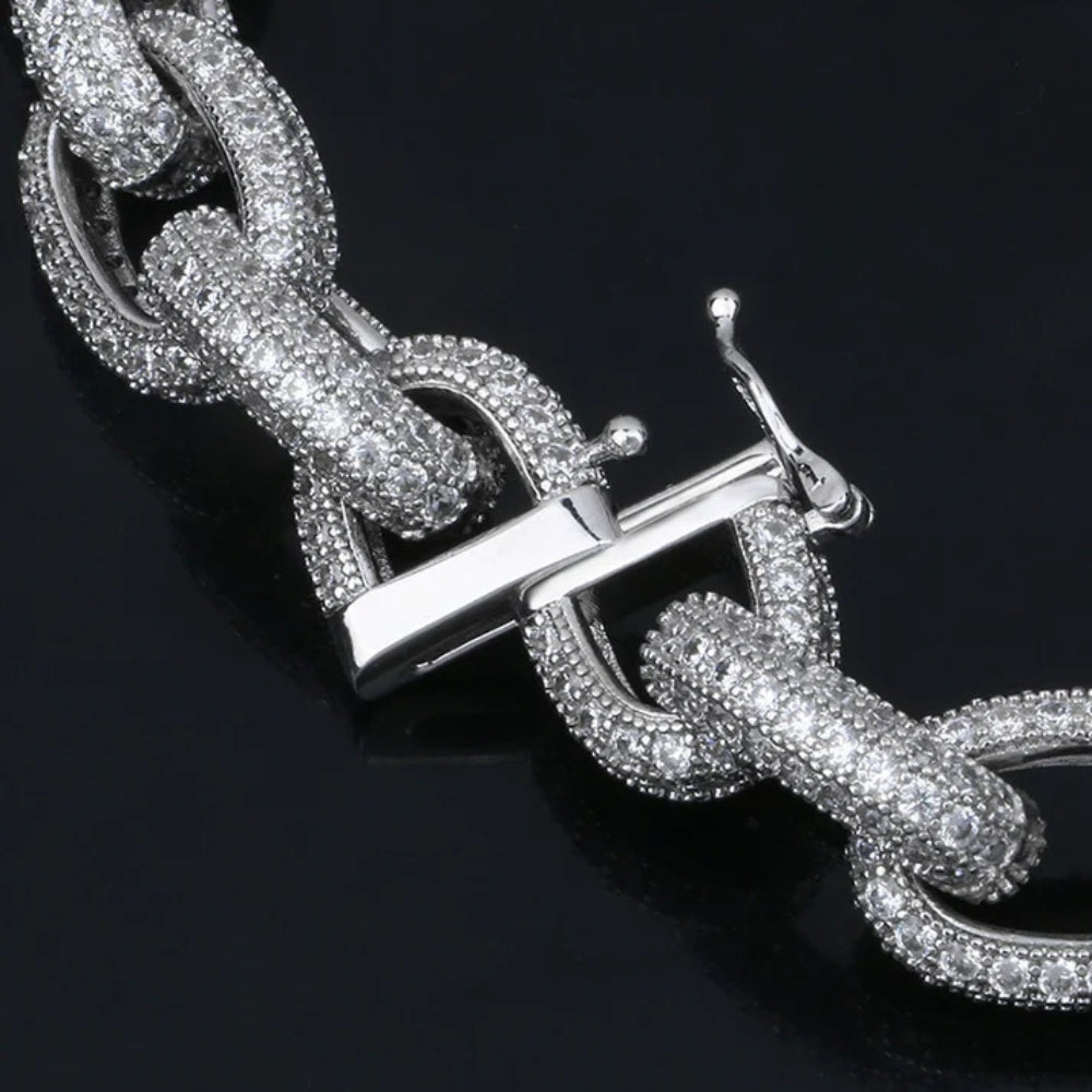 Cuabn Rolo Link Moissanite Bracelet For Men's
