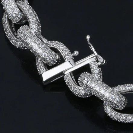 Cuabn Rolo Link Moissanite Bracelet For Men's
