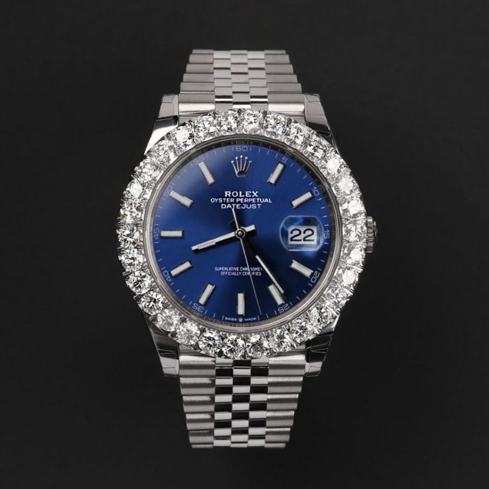 41mm D Color Moissanite Blue Index Dial Luxury Watch