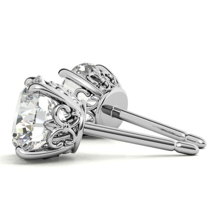 Moissanite Round cut Push Back Stud Earring